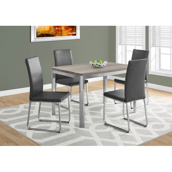 Aden Dining Table– 32"X 48" /DARK TAUPE / CHROME METAL